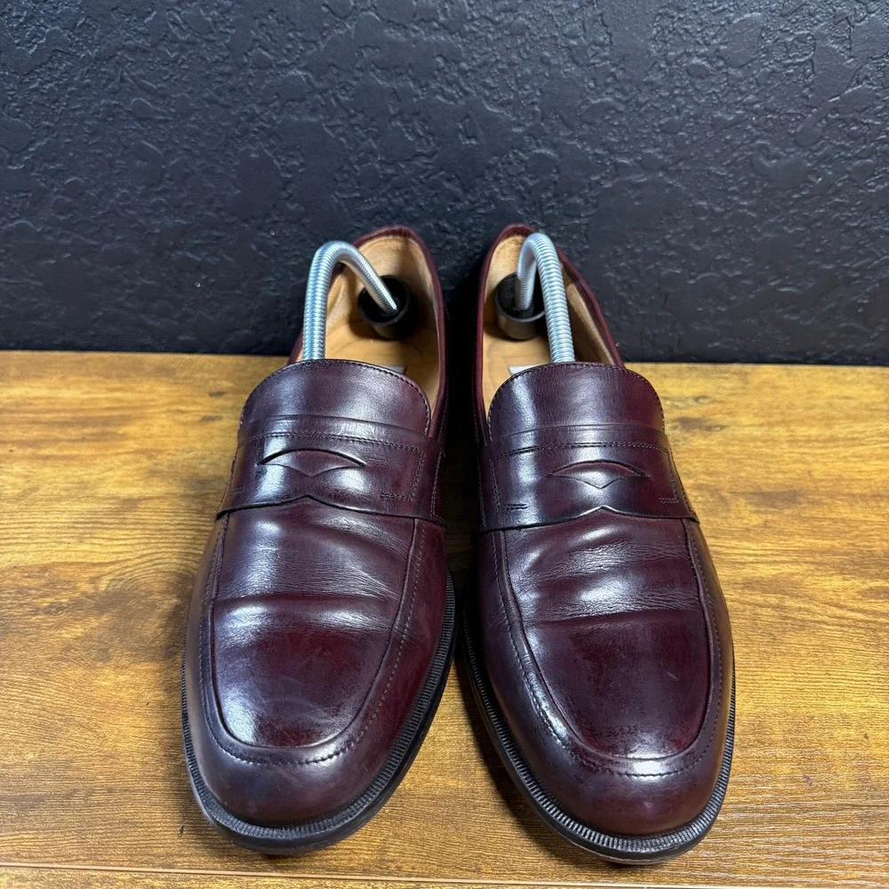 Johnston & Murphy Handcrafted 15-1873 Burgundy‎ Leather Penny Loafer Mens 10 M